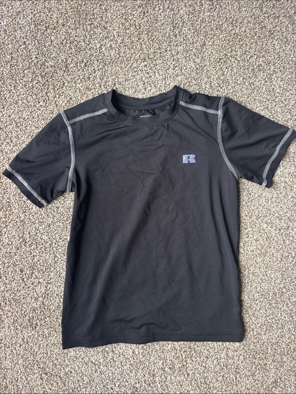 Russell Athletic Black Short Sleeve Crew Tee with Contrast Stitching